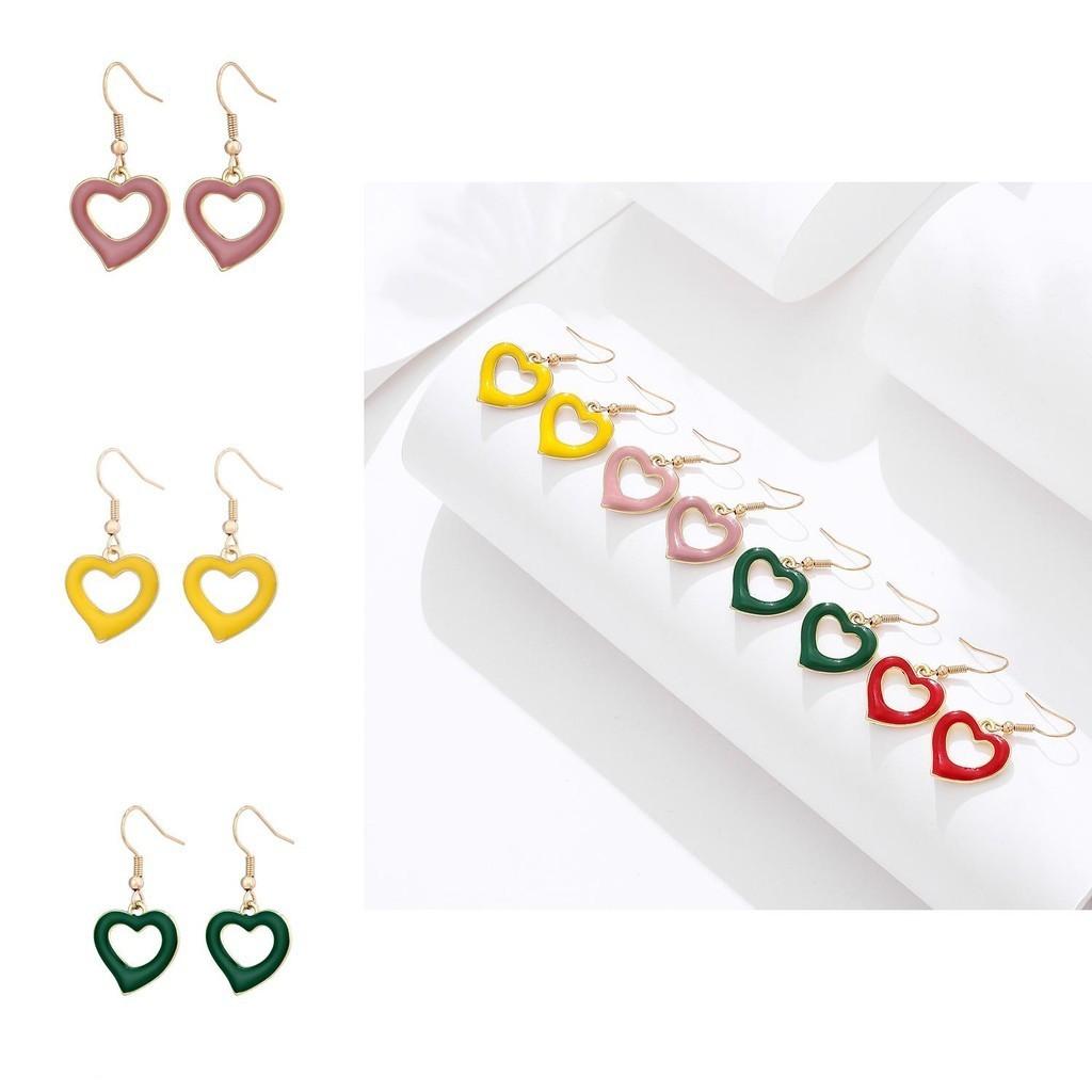 Fashionable Simple Heart Drip Oil Earrings Chic Casual Street Style Sale Hot