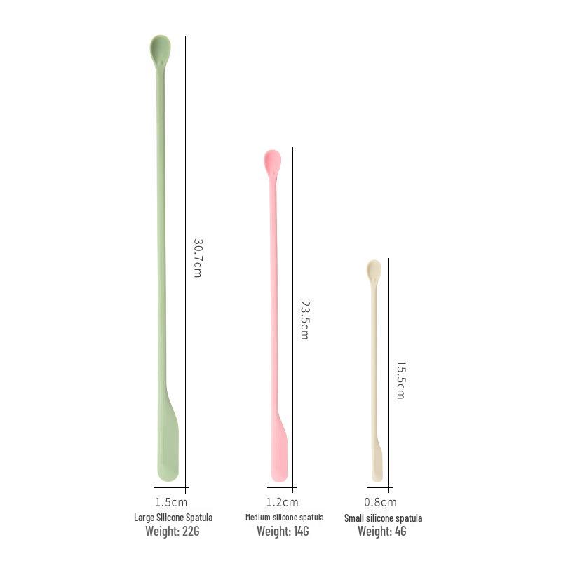 Double-Headed Silicone Scraper Set: Mini Cosmetic, Baking, Jam, and Foundation Spoon (3-piece)