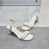 Fashion High Heel Sandal for Women 2025 Summer Open Toe Female Shoe High-heeled Peep Square Girls Bow Comfort Butterfly-knot Scandals