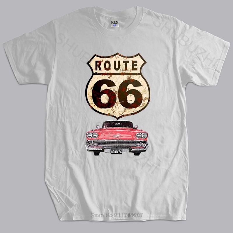 

Summer mens black tshirt Route 66 Retro Car TShirt The Mother Road American Classic Mens Tee Shirt many color tops fashion 4XL