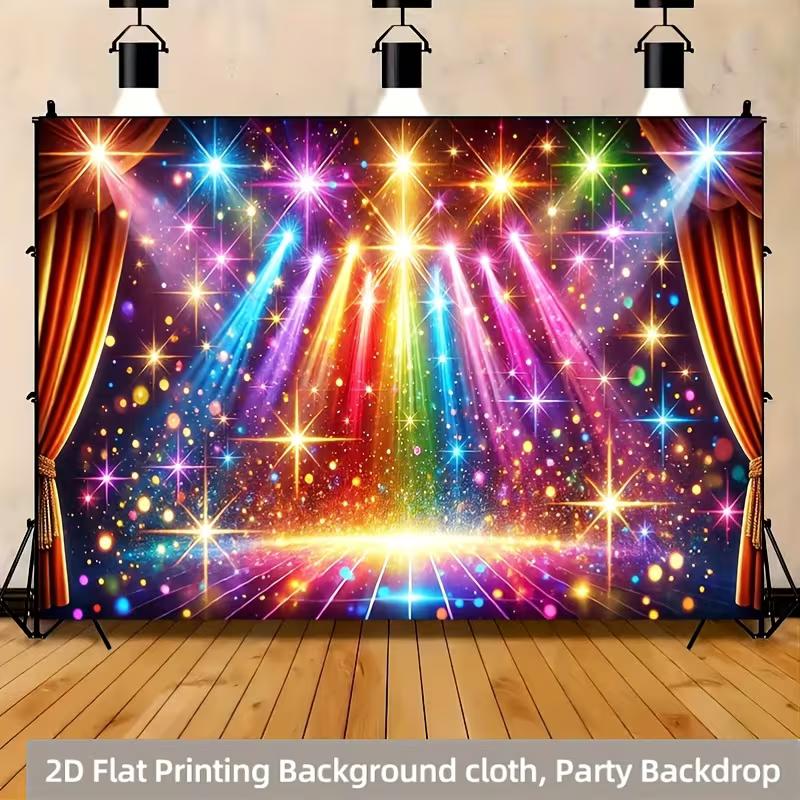 Sfondo Photo Booth Palco Arcobaleno Scintillante, Tenda Sfondo Spotlight Glitterata per Feste a Tema e Concerti