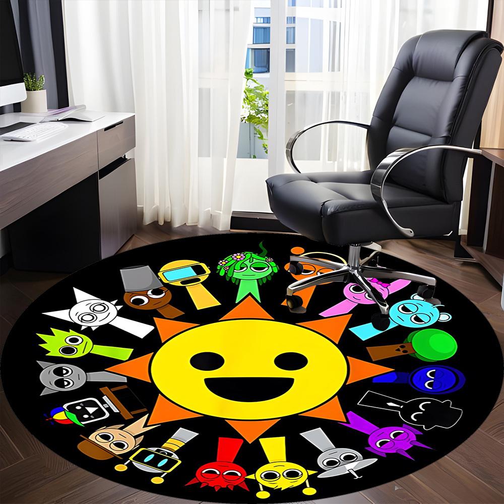 1PC Rainbow Friends Office Round Rug, Non-slip, Soft and Durable Office Rug for Interior Decoration, Perfect for Office, Beautiful Decoration