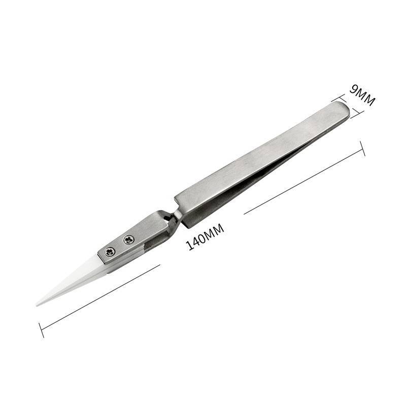 Ceramic Tweezers Professional Stainless Steel Handle  Acid Research Resistance