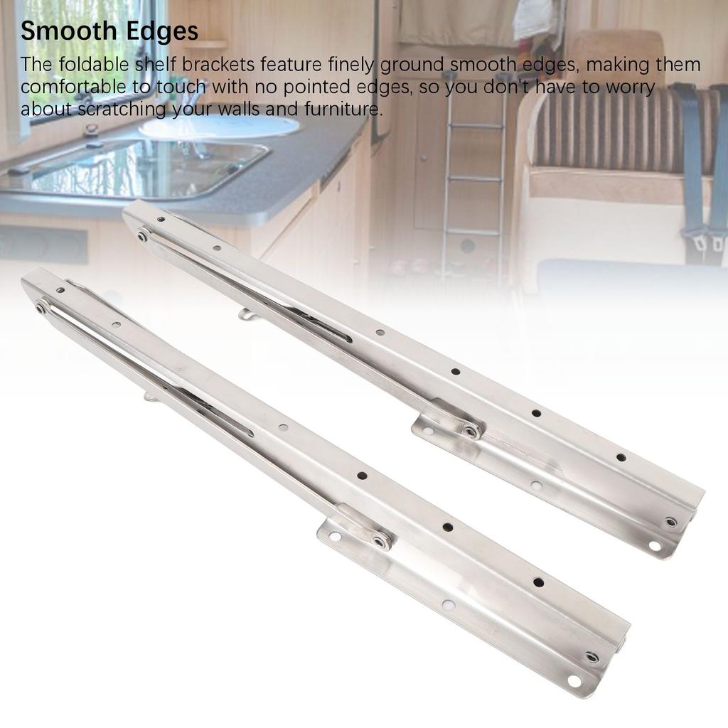 Folding Bench Table Wall Shelf 15.6 Inch Heavy Duty Stainless Steel Wall Mounted Shelf Hinge Bracket for Bench Table