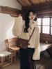 Vintage Cropped Stand Neck Loose Casual Jacket Japanese Streetwear Fashion Fluffy Coats Y2k Aesthetic Grunge Women Chaqueta Coat