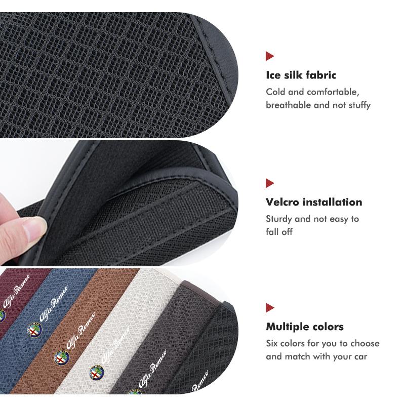 Car Seat Safety Belt Pad Ice Silk Shoulder Strap Shoulder Cover For Alfa Romeo Giulia 147 Mito 156 159 166 GT Stelvio Brera Tkj852