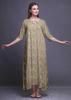 Bimba Dark Rose Brown Floral Leaves & Camellia Kanjiro Printed Nightgowns Maxi Sleepwear For Women Long Sleep Dress