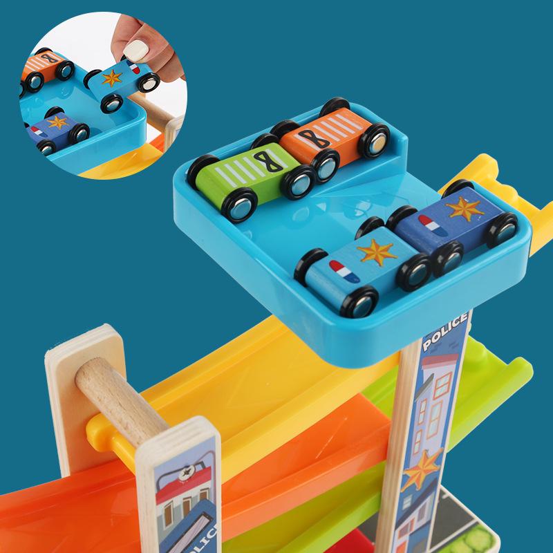 Kids' Wooden Car Glider Playset: Fun Track & Parking Lot