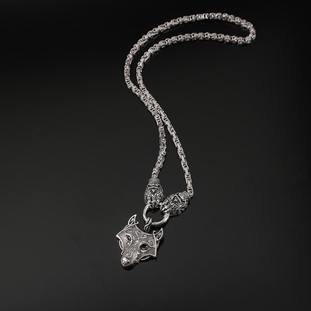 Viking Retro Beerklauw & Wolf Gezicht Krijger Hanger Ketting