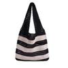 Sac fourre-tout en tricot color block polyvalent pour femme - Sac à bandoulière ajouré pour la plage ou les trajets quotidiens