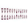 Blood Drop Halloween Long Stiletto False Nails - French Manicure Style
