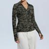 Women's Fashion Casual Print V-Neck Long Sleeve Button-Down Top