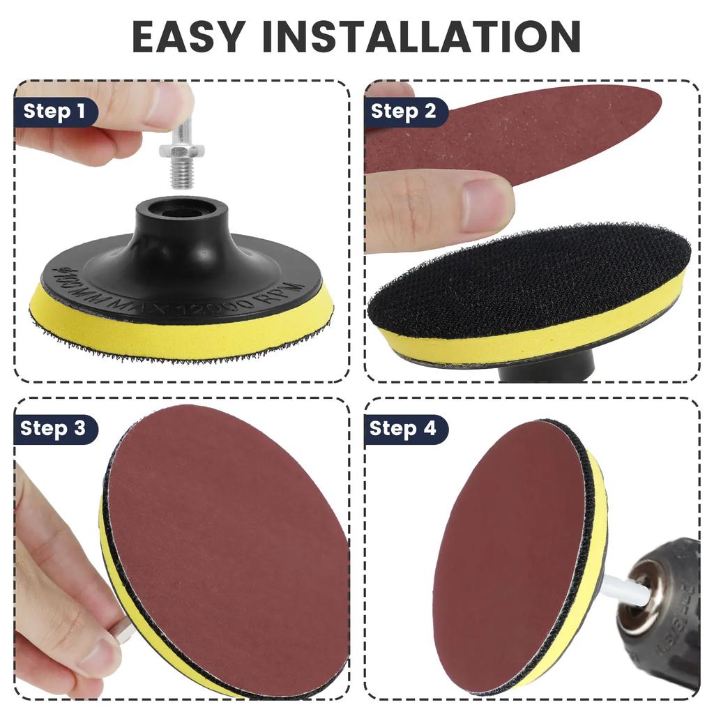 100/240pcs 4inch 100mm Sanding Paper Sanding Disc Pads Set 400-800 Grit Polishing  Flocked Sandpaper For Dremel Tool Accessories