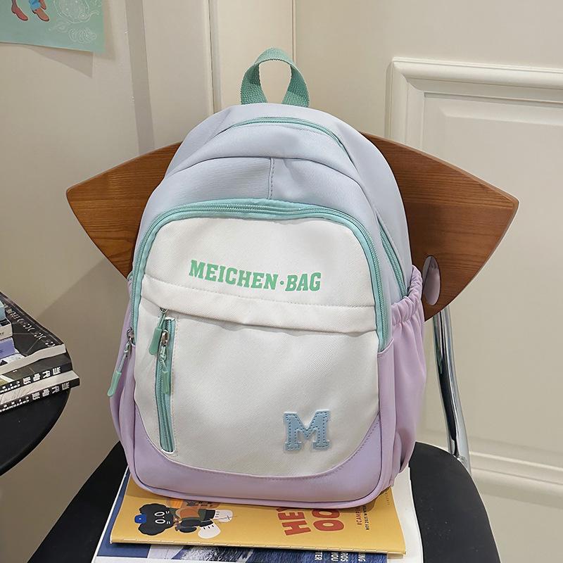 School Bag Spring Outing Research Cute Children's Outing Contrasting Color Backpack Versatile Dopamine School Bag Sweet Simple Shoulder Bag