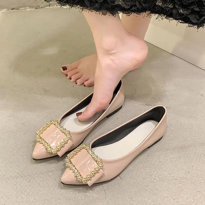 Fashion With Crystals Slip-on Pointed Toe Diamond Sexy Woman Flats Rhinestone Genuine Mark Offer Discount 39 Summer 2025 Shoes for Women