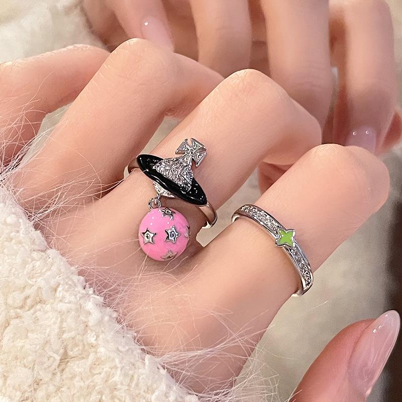 Dopamin Kleiner Duft Farb-Tropfen Glasur Offener Ring Nischen Design I Hohes Gefühl Leichter Luxus Saturn Planet Ring