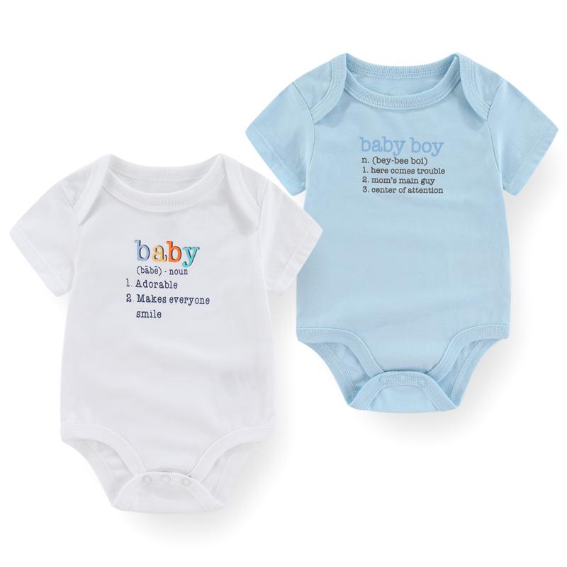 

2 шт. Боді для новонароджених Дитячий одяг з коротким рукавом Бавовняний комбінезон для немовлят з літерами 6M