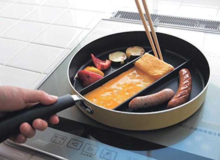 Ernest Frying Pan Egg Triple Induction Cooks Three Side Dishes Including Omelets and Soup Favorite Brand of Major (Center Pan), Compatible,
