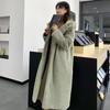 Autumn and winter thickened imitation rabbit fur long hooded loose knee jacket women's plush coat imitation fur