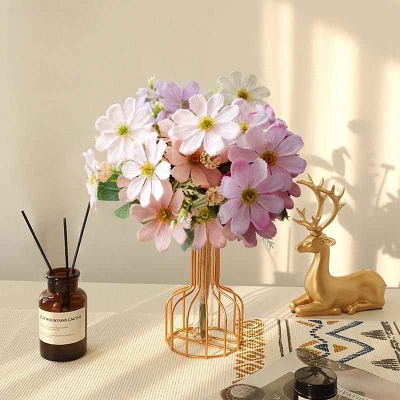 Small Fresh Natural Wind Simulation Flower Daisy Princess Persimmon Home Decoration Flower Arrangement Ornaments  Arrangements Photography Props