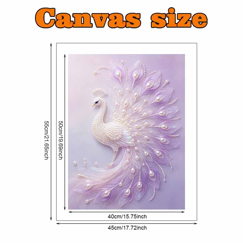 Purple Peacock Pearl Art Painting Home Wall Decor Pearl Gemstone Painting Picture Crafts Adult/Beginner Gift Creative Home Decor Unframed