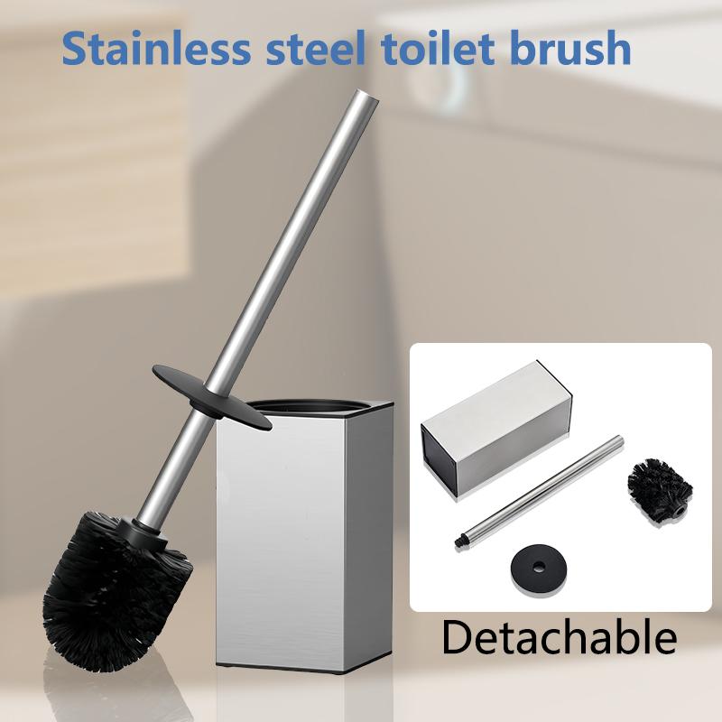 

Stainless Steel Square Toilet Brush Holder Freestanding Toilet Brush With Long Handle WC Home Cleaning Tools Bathroom Accessorie