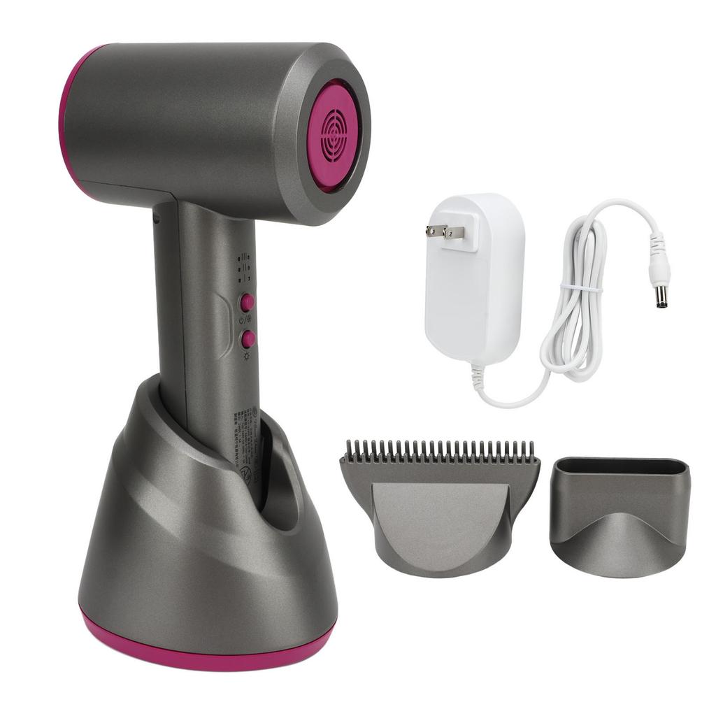 Cordless Handheld Hair Dryer Portable Rechargeable Cold Hot Blow Dryer for Home Travel Gray 100‑240V US Plug