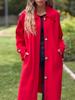2024 Autumn/Winter Casual Long Solid Color Wool Overcoat Jacket