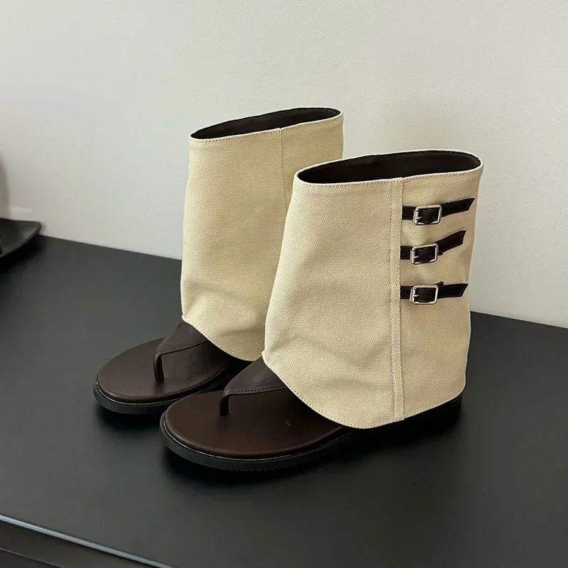 

Fashion Comfortable Clip Toe Ankle Boots Women Fashion Round Toe Buckle Summer Boots Elegant Brand Designer Modern Boot Botas Para Mujer 40 коричневый