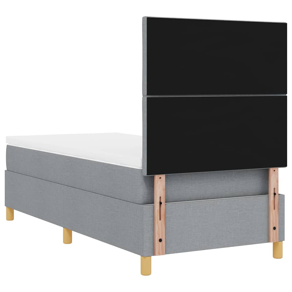 Boxspring Bed with Headboard Light Gray 90 x 190 cm Fabric