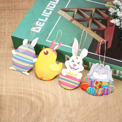 Ostern-Anhänger, verformungssicher, dekorativer Holz-Frohe-Ostern-Party-Kaninchen-Hängeanhänger, Heimdekoration für den Alltag