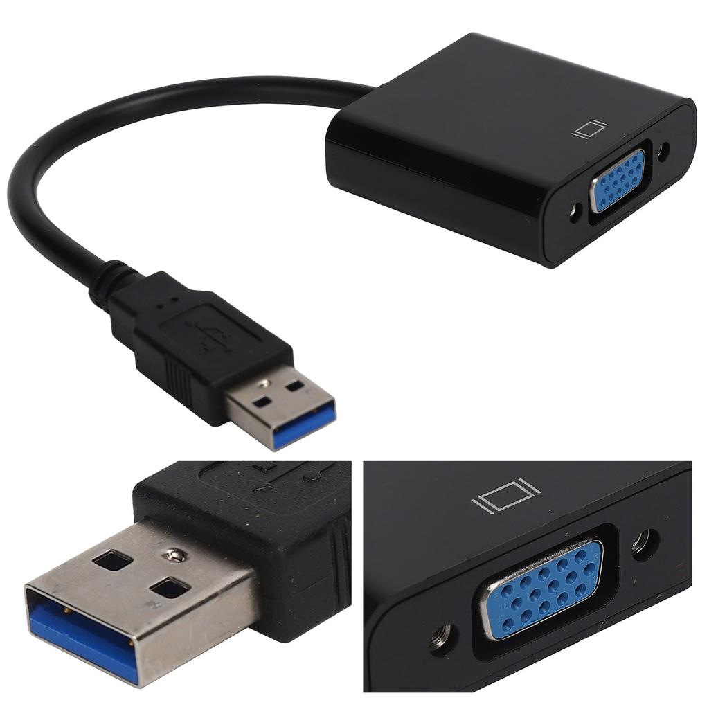 USB3.0 to VGA Converter 5Gbps HD 1080P Adapter Cable 15Pin Female External Video CardBlack