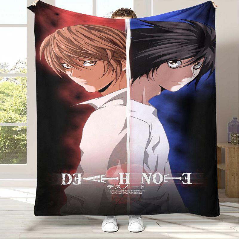 Anime D-DEATH NOTE Ryuk L Kira Cartoon Flannel Blanket,Ultra Soft Warm Plush Throw for Home Bedroom Bed Sofa Cover Office Picnic