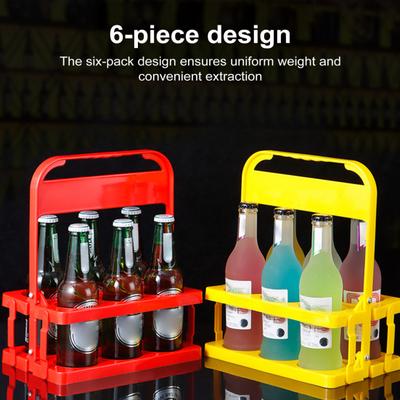 Suport din plastic pentru sticle de vin cu 6 sticle, suport pliabil pentru băuturi cu mâner, coș portabil pentru depozitare vin pentru bar, grătar, picnic