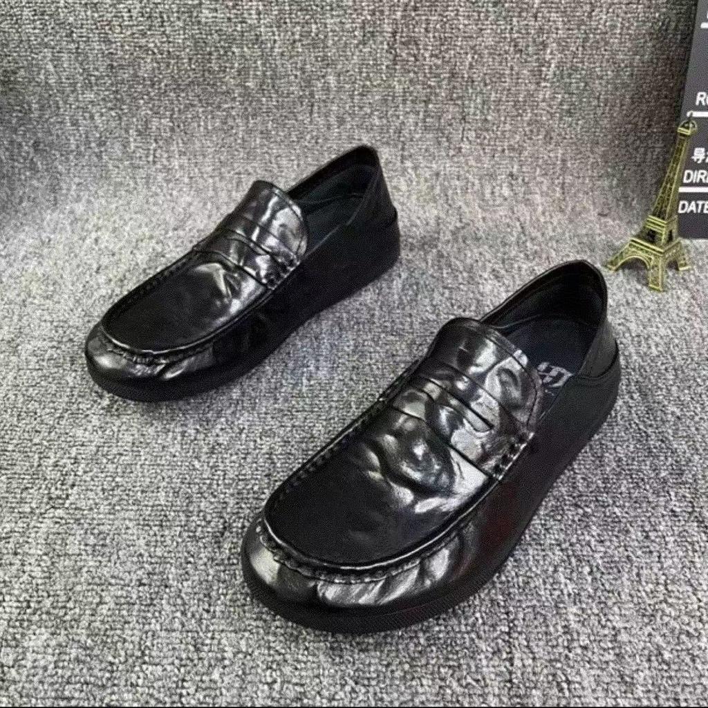 Echtes Leder Doudou Schuhe Herrenschuhe neue Slipper Trendschuhe Herren Koreanische Version vielseitig Ein-Pedal-Fahren lässige Lederschuhe