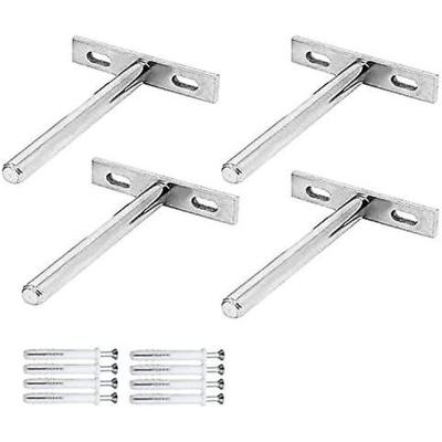 4 Pieces Invisible Floating Shelf Brackets Hidden Fixture T Shape Wall Shelf Bracket for Fixing Wooden Shelf Brackets