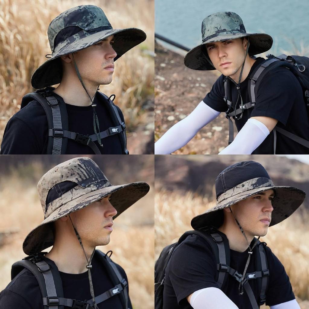 Camouflage Fishermans Hat Summer Outdoor Sun Protection With Wide Brim For Men