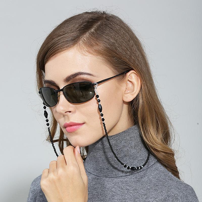 New Women Eyeglass Chains Black Acrylic Beads Chains Anti-slip Eyewear Cord Holder Reading Glasses Rope Eyewear Accessories