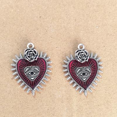Gothic Punk Wind Wild Rose Heart-Shaped Blood Eye Drop Oil Pendant DIY Earrings Necklace Accessories