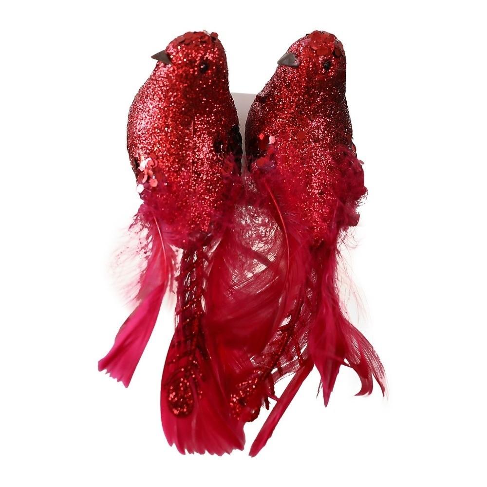 White Doves Christmas Tree Pendants Glitter Feather Birds Ornaments  Wedding Decoration