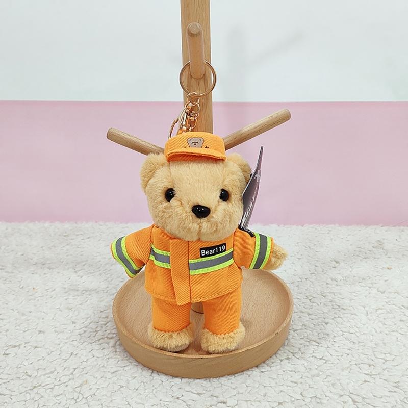 Cute Polices Bear Keychain Charm Unique Polices Bear Key Chain Soft Plush Keyrings Bag Decoration for Everyday Use