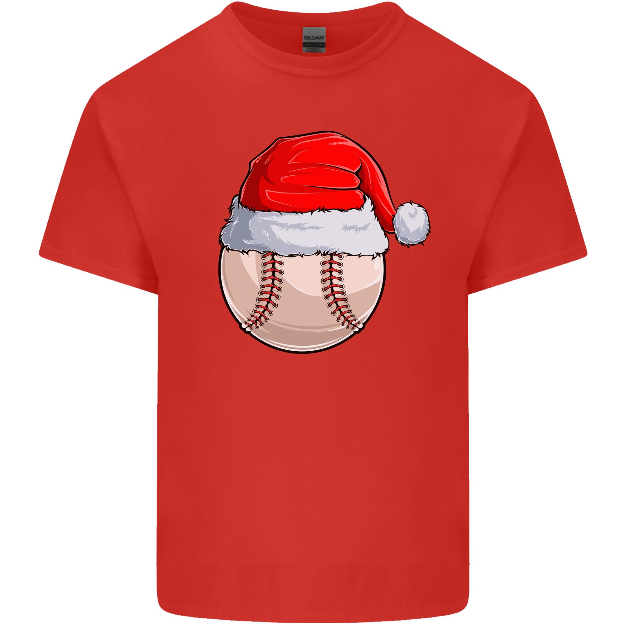 Christmas Baseball With a Santa Hat Xmas Unisexs Light Cotton TShirt S