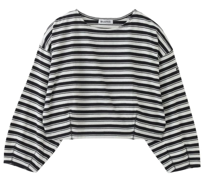 Milkfed Casual Tuck Stripe Long Sleeve Top in White Women's