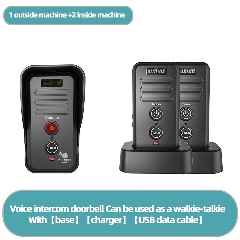 1-2 Mile Range 3 Volume Levels Rechargeable Voice Intercom Doorbell Wireless Doorbells Waterproof Electronic Intercom System