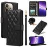 For Oppo A5 Energy 5G (China)/Oppo A5 Pro 4G (Global) Wallet Case Rhombus Leather Phone Cover with Strap