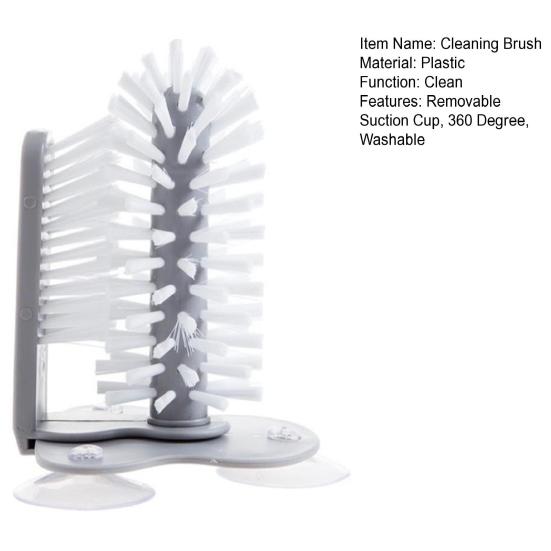 Easy Glass Cleaning Brush Removable Suction Cup 360 Degree Interior Exterior Mug Cleaner Washable Middle Brush