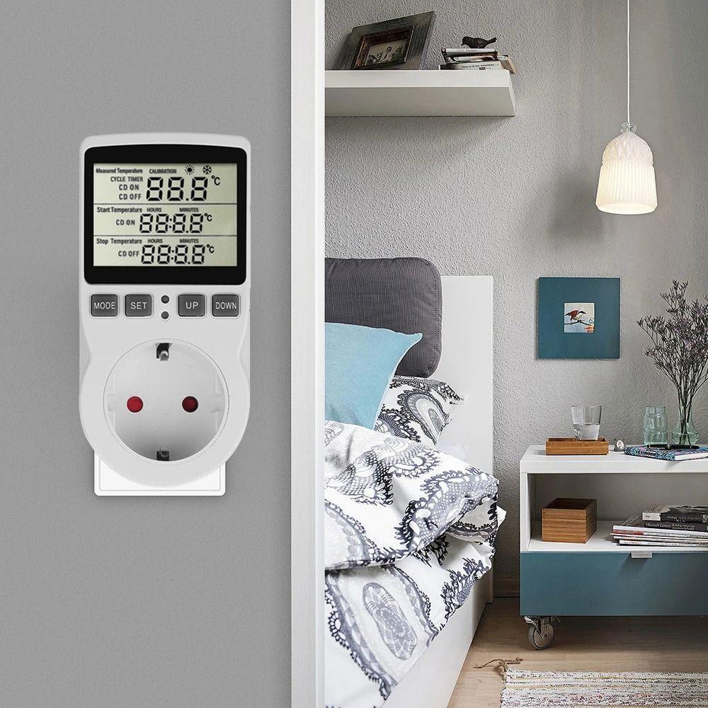 

Digital Display Timer Socket Sensor Probe Compact Design Temperature Controller Plug Socket Timer Switch Digital Thermostat US PLUG