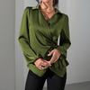 Women Shirt Lapel Long Sleeve Side Lace-up Waist Design Shirt Tops Slim Fit Pure Color Office Lady Shirt Party Vacation Wear