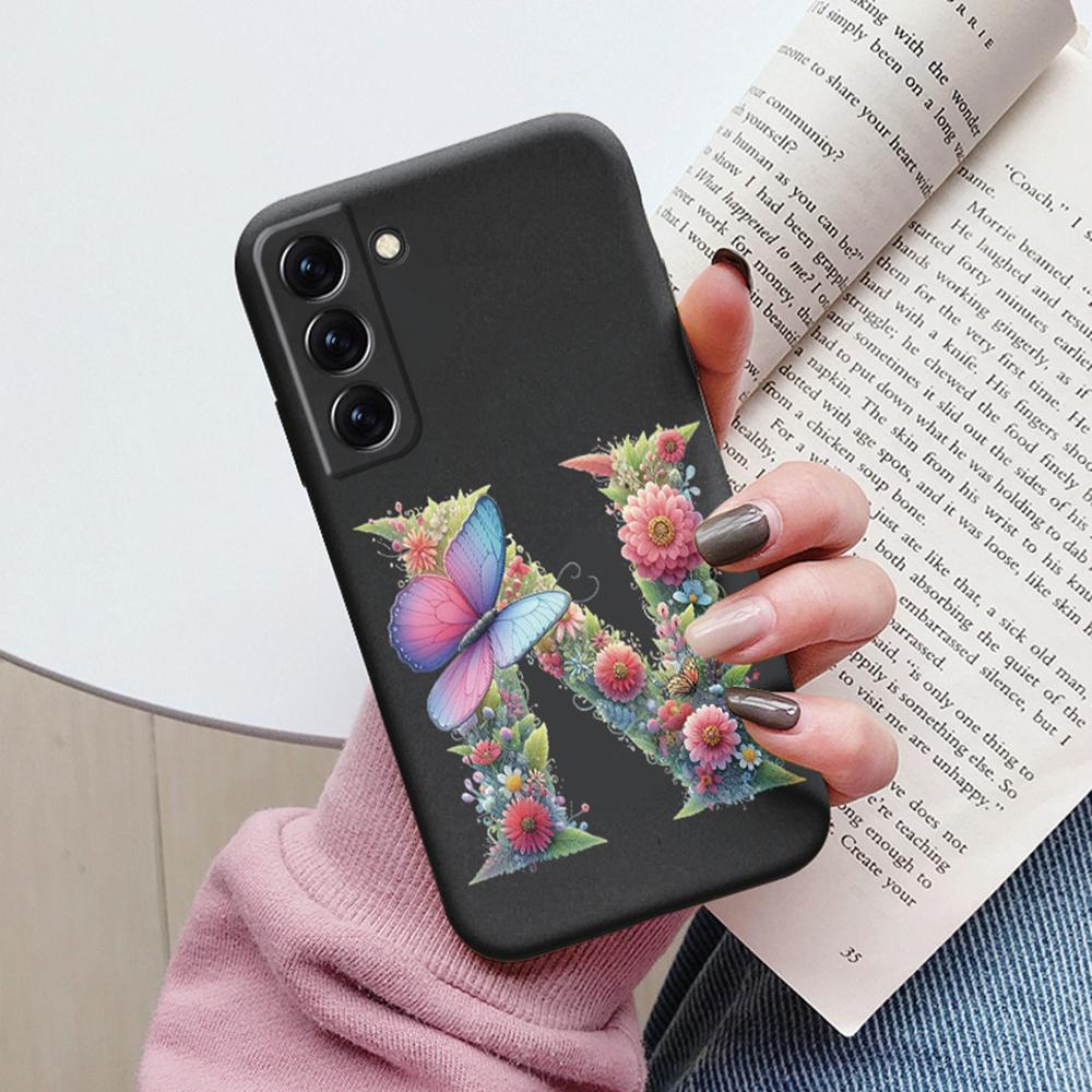 Phone Case Women For Samsung Galaxy S21 FE S22 Plus Girls Bumper Cover Colorful Letter Flower Butterfly Love samsang s22 Ultra