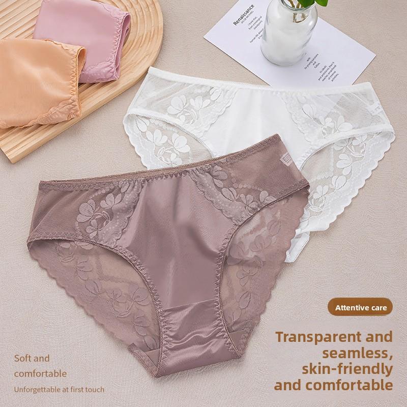 Big Size Lady Summer Sexy Lace Hollow Jacquard Seamless Breathable Triangle Briefs